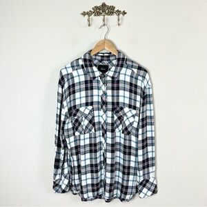 Rails Button Down Hunter Women's Size Small White Plaid Flannel Long Sleeve